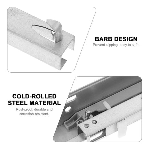 2 Pack Cold Rolled Steel Drawer Slides With Bottom Mounted Concealed Design For Hidden Under Drawer Hardware That Delivers Smooth Quiet Operation And Durable Professional Quality For Cabinets And Furniture, barb detail