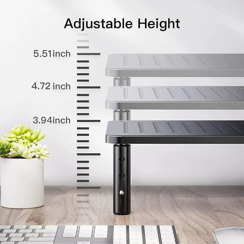 Dual Monitor Desk Stand With Height Adjustable Riser Laptop And Monitor Stand For Two Screens 14.5 By 9.1 Platform