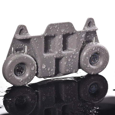 Four Pack Upgraded Lower Dishwasher Wheel Replacement Set with Carbon Steel Screws wet on reflective surface
