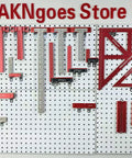 Pro Grade Woodworking Scriber T-Square Ruler 12in With Thoughtful Support Lips displayed on pegboard with carpentry tools.