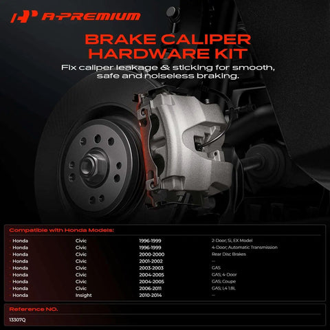 Front Side Disc Brake Hardware Kit For Honda Civic Upgrades Stops Brakes Smarter Perfect Fitment Si Model 1996 Through 2011 Guaranteed Heavy Duty Set, brake caliper hardware kit with rotor and caliper