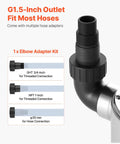 1 HP Submersible Sump Pump With 5500 GPH Flow Stainless Steel Build Automatic Float Switch hose adapters and elbow kit
