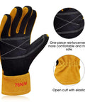 Yellow X Large Firefighter Glove With 3D Curved Design, NFPA 1971 certified, showing palm stitching and open cuff details