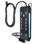 Turn One Outlet Into Twelve With Tethered USB Ports Surge Protector, 8 Ft Cord, Flat Plug, 4320 Joules, Power Filter, Circuit Breaker, UL Listed, Black, Extra Wide Spaced Outlets, Warranty Included