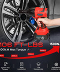18V Brushless Cordless Impact Wrench Serving Up 1106 FT Lbs Of Killer Torque 1/2 Inch Drive 3200 Max RPM Powerful Drill And Screwdriver Combo For Any Garage Grind in action tightening a wheel.