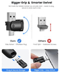 Wireless Presentation Clicker With Volume Control And Slide Advancer for PowerPoint Mac PC Laptop, side swivel USB-C receiver
