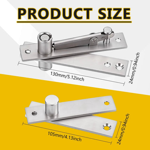 Heavy Duty Adjustable Pivot Door Hinge Set Stainless Steel Hidden Hinges For Secret Doors Bookcase Murphy Doors With 360 Degree Rotation Silent Opening Rust Resistant Easy Alignment shown with dimensions
