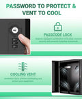 Close-up of lock and vent details on Outdoor EV Charger Box With Cable Organizer, Waterproof Dustproof Enclosure