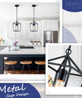 Totally Fresh 2 Pack Pendant Lights For Kitchen Island Featuring Modern Black Farmhouse Lantern Design hanging over a kitchen island.