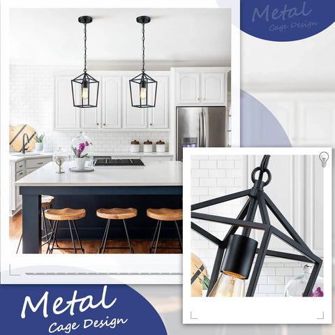 Totally Fresh 2 Pack Pendant Lights For Kitchen Island Featuring Modern Black Farmhouse Lantern Design hanging over a kitchen island.