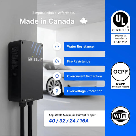 Classic Connect 40A 9.6 kW Level 2 EV Charger For Home Use With Wi Fi Enabled Smart Wall Station NEMA 14 50 And J1772