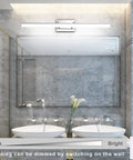 31.5 Inch Dimmable LED Vanity Light For Bathroom Chrome Fixtures Over Mirror With 180 Degree Adjustable Arm White Daylight Glow