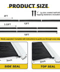 Built Tough Garage Door Brush Seal Kit Fits 12X10 Ft Doors with 4FT, 3.33FT, 12FT strips and fasteners for weatherproofing.