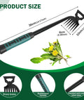 Weed Remover Tool for Gardening, Portable Weeder with 6 Teeth, Stainless Steel Hand Tool dimensions and features image