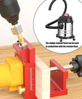 Plug And Play Pocket Hole Jig Drill Guide Fixture For Cabinet Assembly And Shelf Install With No Hassle aluminum body with drill and vacuum attachment.