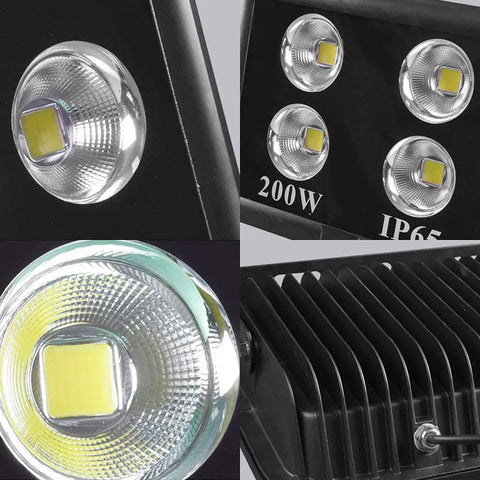 Tough As Nails Outdoor Floodlight With Knockout Led Projection And IP66 Waterproof Body showing LED bulbs and aluminum housing.