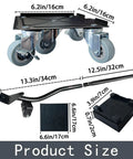 Heavy Duty Furniture Dolly Moving Tool With 5 Silent Rubber Wheels And Steel Pry Bar for easy sliding cart, dimensions shown.