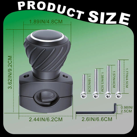 Dimensions of Universal Steering Wheel Spinner Knob Ball Knob For Cars Trucks Mowers Forklifts Tractors Boats EZ Install