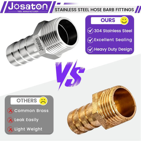 Heavy Duty 304 Stainless Steel Barb To Npt Male Thread Hose Fitting Set With High Pressure 2800 Psi Rating And Durable Corrosion Proof Design For Tough Plumbing Jobs And Fluid Control Systems Today. 304 stainless steel hose barb fitting