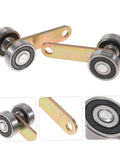 4 Pack Wheel Trolley Assembly Sliding Door Roller With Double Bearings For Garage Low Noise Heavy Duty Galvanized Iron Trolley Providing Smooth Opening And Closing And Built To Last, close-up on double bearings.