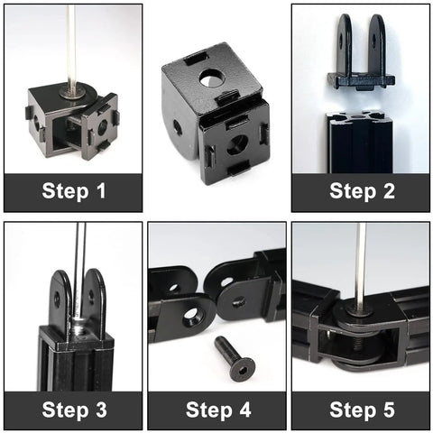 Black Living Hinge With Screws Zinc Alloy Flexible Pivot Joint Connector For 2020 Series Aluminum Extrusion Profile Easy Mount Durable Rust Resistant Built To Last, 20x20