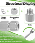 Goldpea stainless steel 304 compression tube fitting with ferrules, 1/4 in OD x 1/4 in NPT female, pack of 2