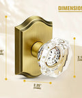 Snag This Crisp Pair Of Clear Glass Dummy Door Knobs In Classic Antique Bronze, Zero Hassle No Drill Surface Mount For Closets And French Doors, Slick Vintage Hardware To Upgrade Your Setup - showing dimensions and design.