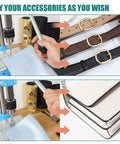 Leather Hole Puncher Hand Punching Machine Manual Press For DIY Leather Crafting, Punch Holes And Forming, showing belts and notebooks