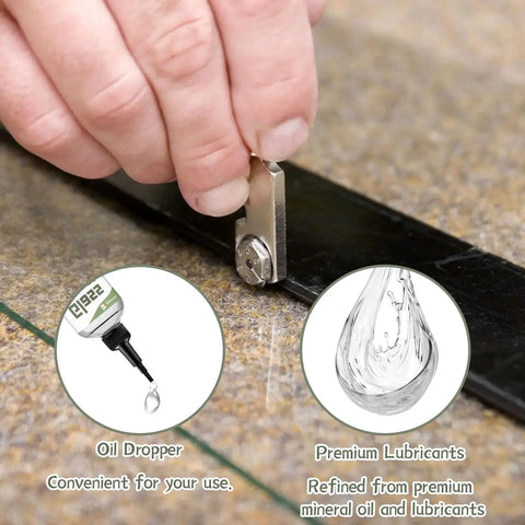 Person using a glass cutter with All Glass Cutting Tools Oil For Smooth Cuts And Long Tool Life, 100ml Glass Cutting Oil.