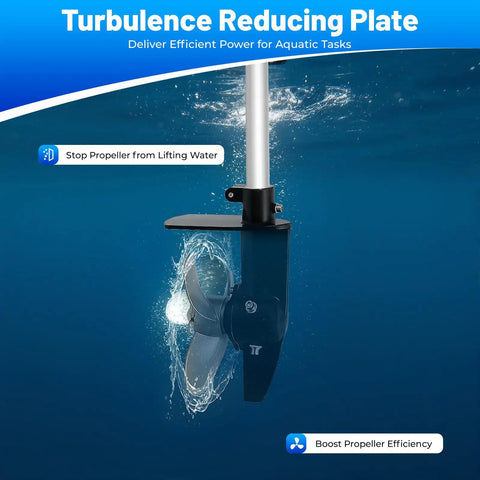 Beast 2 Stroke 2.3 HP Outboard Motor propeller submerged with turbulence reducing plate in water