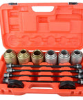 26 Piece Universal Bushing Press And Pull Sleeve Kit For Automotive Repairs Includes Bearings And Seals Removal And Installation, Fits Inner Diameters 34 To 72 Mm And Outer Diameters 44 To 82 Mm For Easy All-In-One Pro Grade Use in orange case