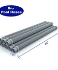 Pro Grade 1.5 Inch Pool Vacuum Hose Set, 8 Piece 40 Inch Replacement Extension Hoses for Automatic Pool Cleaners, stacked view