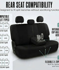 Full Set Cloth Car Seat Covers With Universal Fit For Front Seats And Split Rear Bench, Airbag Compatible And Easy Clean For SUV Sedan And Van, Black Everyday showing rear seat compatibility with split types and cup holder access