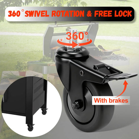 360-degree locking caster wheel for Pit Boss pellet grills with brakes, compatible with Pro Series II and Navigator models