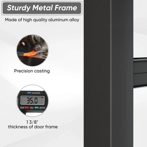 Close-up of sturdy metal frame showing 42 By 84 Inch Aluminum Glass Barn Door Panel Frosted Tempered Glass Slab with digital gauge.