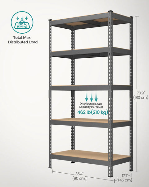 Hella Sturdy Five Tier Storage Shelves Heavy Duty Adjustable Metal Rack No Sweat Boltless Assembly Rock Solid Design Top Shelf Organization For Garages Basements Holds Thousands Of Pounds Gray And Beige