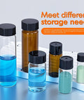 Premium 8ML Clear Borosilicate Glass Vials With Tight Screw Caps Totally Leakproof Lab Grade Storage Bottles For Beauty And Science Work Solid 20 Pack Hustle Ready For Your Daily Grind in assorted sizes on display.