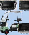 28 Mile Range Electric Golf Cart With 60V Lead Acid Battery And 13 Inch All Terrain Tires Heavy Duty 440 Lb Capacity front view with storage baskets.