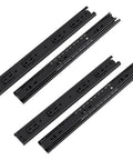 Four black 18-inch soft-close drawer slides, full-extension, 45mm width, 100 LB capacity side mount for dressers and office cabinets.