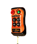 Heavy Duty Workhorse 2 Ton Electric Chain Hoist With Wireless Remote showing control buttons for dual voltage lifting.