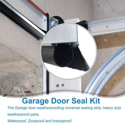 Universal Garage Door Seal Kit With Aluminum Track Retainer, U Shape Rubber Weather Stripping And Brush, installation view