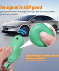 Premium Genuine Leather Key Fob Cover For Tesla Model X with litchi grain leather, showing soft texture and signal transmission.