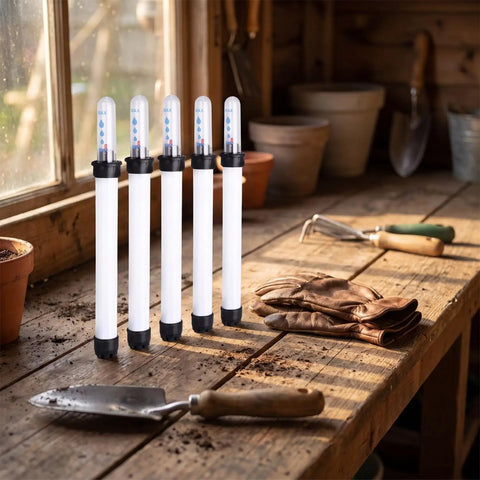6 Piece Plant Pot Water Level Indicator Set With No Fuss Moisture Meter For Planters, Easy Watering Reminder Gauge, 180ml Capacity, 7.8 Inch, Prevent Overwatering And Underwatering In Your Home Garden white plastic indicators
