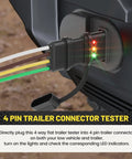 4 Way Flat Trailer Wiring Tester With Bright LED Indicators, Dual End 4 Pin Male And Female Connector, Easy Turn Signal And Tail Light Diagnostics, No Guesswork Troubleshooter For Hauling on 4-pin trailer plug