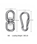 Badass Heavy Duty 304 Stainless Steel Double Ended Swivel Eye Hook With Rust Proof Snap Hooks For Tree Swing and Spinner Hanger with dimensions