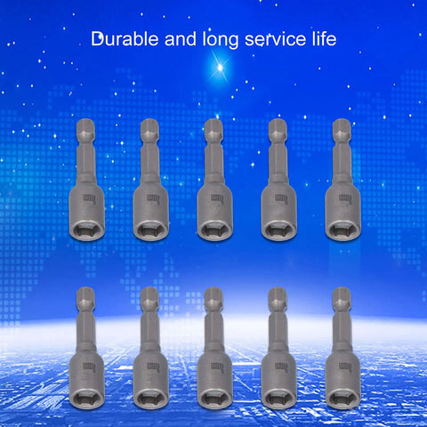 Huge 10pc Magnetic Socket Nut Driver Drill Adapter Set with Powerful Magnets and Alloy Hex Shank For All Your Heavy Duty Screwdriver Bit Kit Needs and Tough Electric Projects Today, 48 x 8mm