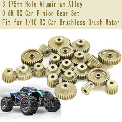 0.6 Mod Pinion Gear Set For One Tenth RC Cars 3.175mm Pitch 28T-33T Six Piece Pack In 7075 Aluminum Alloy Metal for Motors