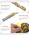 Rock Solid 19 Piece High-Speed Steel Cobalt Drill Bit Set With Twisted Design For Stainless Steel Alloy Timber Plastic And Professional Heavy Duty Drilling Projects That Make Short Work Of Tough Materials, 19pc cobalt twist bits