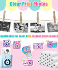 12 Rolls Instant Print Paper for Kids Cameras Refill Thermal Photo Paper Rolls 2.2 in by 20 ft, white rolls shown with kids camera