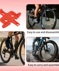 4 Piece Bicycle Brake Spacer Set For Disc Brakes And Hydraulic Systems shown with road and MTB bikes in use, red spacer closeup